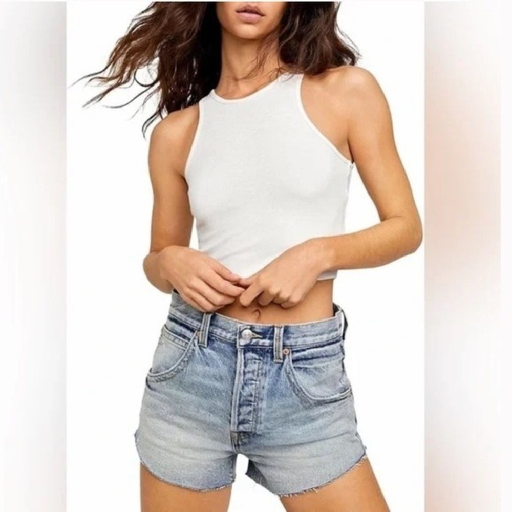 New With Tag Free People High Neck Ribbed Crop White in Size L